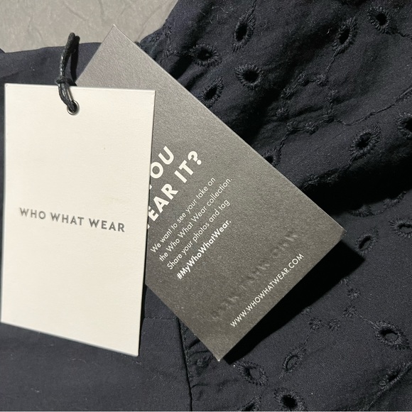 Who What Wear Target NWT black ruffle sleeve eyelet peplum blouse. - Picture 5 of 15